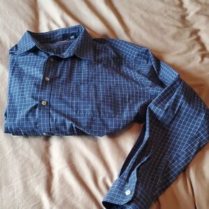 Van Heusen Navy Checkered Button Down Shirt